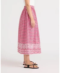 Ellen Tracy Women's Pull-On Maxi Skirt with Eyelet Hem