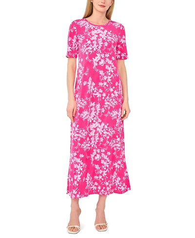 Msk Women's Elbow Sleeve Keyhole Back Maxi Dress