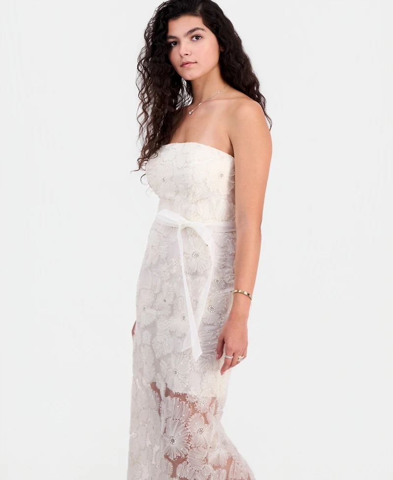 Sam Edelman Women's Beaded Floral Strapless Midi Dress