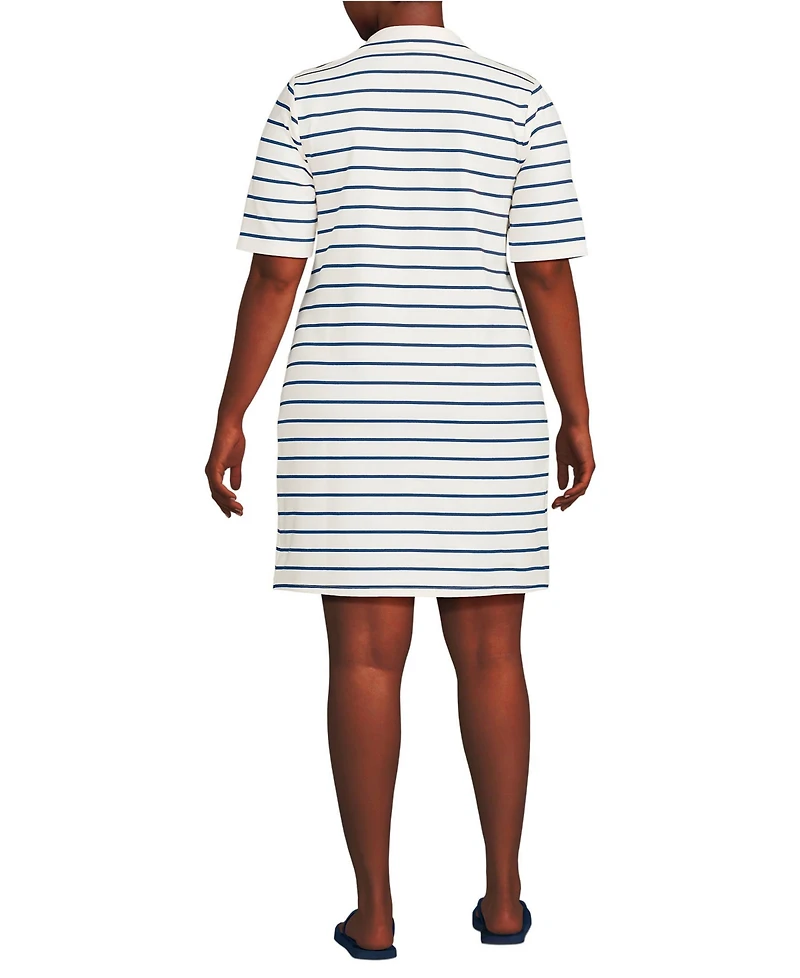 Lands' End Plus Starfish Elbow Sleeve Polo Dress