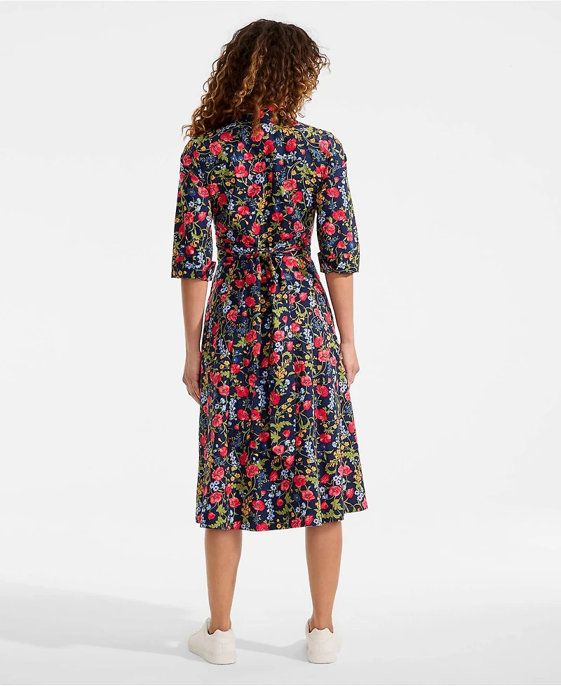 Lands' End Women's Poplin Midi Wrap Front Dress