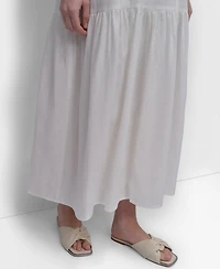 Dkny Jeans Women's Sleeveless Keyhole Crewneck Tiered Maxi Dress