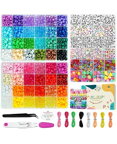 Gnuadz 1250pcs Friendship Bracelet Kit Pony Kandi Beads Nylon Thread Diy Craft