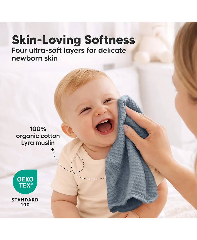 KeaBabies 10 Pack Lyra Muslin Baby Washcloths Large 12x12 Soft Absorbent Cotton Wash Cloths Burp Rags Face Cloth Towel