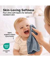KeaBabies 10 Pack Lyra Muslin Baby Washcloths Large 12x12 Soft Absorbent Cotton Wash Cloths Burp Rags Face Cloth Towel