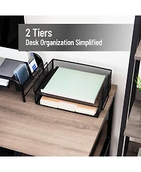 Gnuadz Stackable Paper Tray Desktop Organizer Metal Mesh File Storage