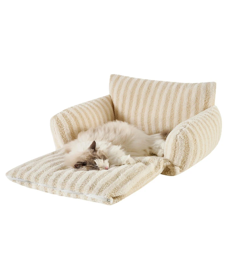 Aronkl Fluffy Plush Cat Bed Double Layer Soft Pet Couch Sofa Nest Comfortable Sleeping Easy Clean For Small Cats Dogs