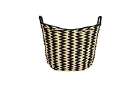 Household Essentials Zigzag Woven Paper Rope Basket, Black and Natural