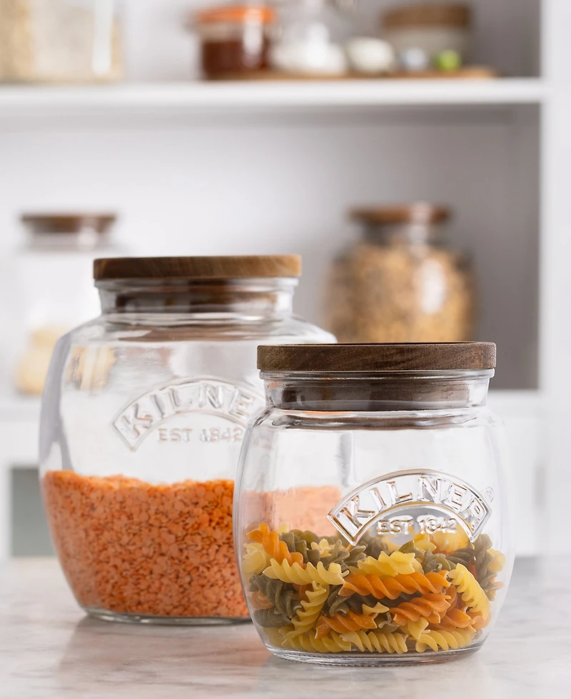 Kilner Storage Jars with Wooden Lid, Set of 2