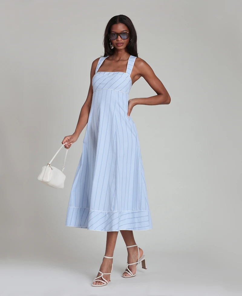 Avec Les Filles Women's Contrast Piping Midi Dress