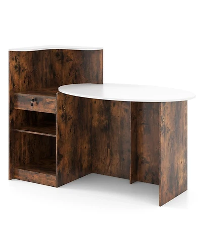 Slickblue Modern Reception Front Desk with Oval Tabletop Counter