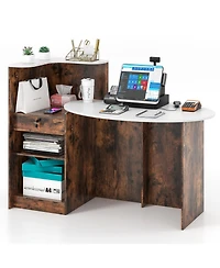 Slickblue Modern Reception Front Desk with Oval Tabletop Counter