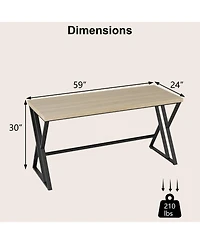 Slickblue 59 Inch Work Desk Heavy Duty Metal Frame Crossbar Design