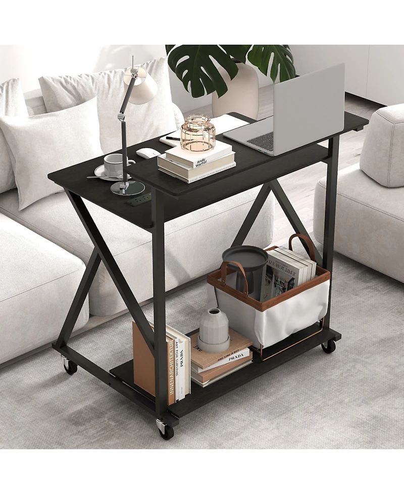 Slickblue Rolling 32” Computer Desk with Power Outlets for Home Office