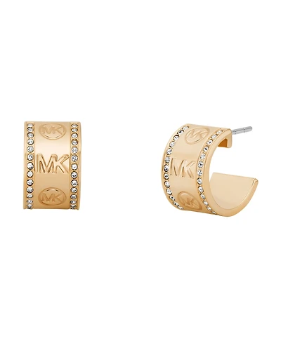 Michael Kors Pave Logo Hoop Earrings