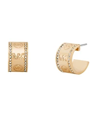 Michael Kors Pave Logo Hoop Earrings