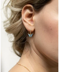 Fable England Enamel Butterfly Huggie Earrings