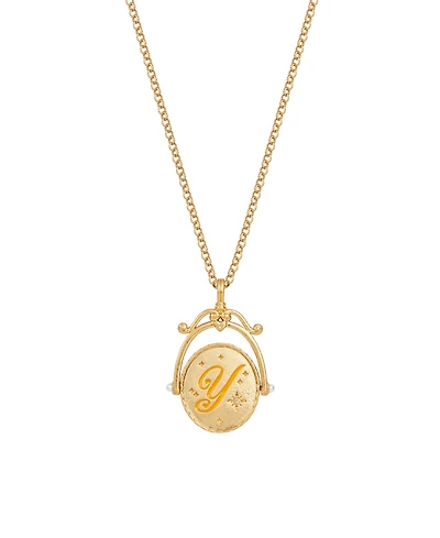 Fable England Y Initial Yarrow Gold Spinner Chain Necklace