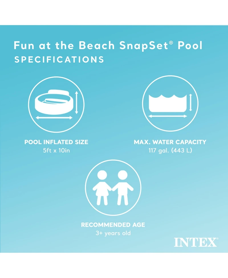 Intex Beach Days Snapset Instant Kids Childrens Swimming Pool