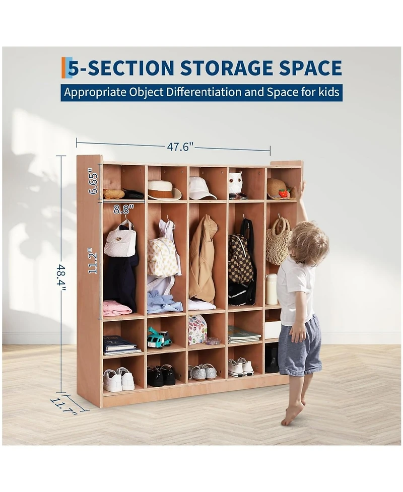 gaomon Wall Mounted Cubby Organizer with 15 Storage Compartments and Hooks