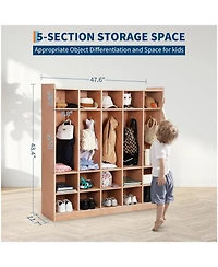 gaomon Wall Mounted Cubby Organizer with 15 Storage Compartments and Hooks