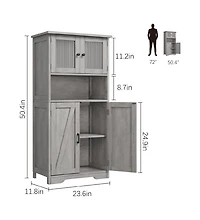 gaomon Tall Bathroom Storage Cabinet with 4 Doors and Adjustable Shelves