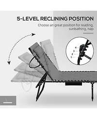 Outsunny Folding Chaise Lounge, Padded Reclining Tanning Chair, Black