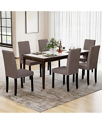 Gymax Dining Chair Set of 4 Fabric Upholstered Rubber Wood Legs Side Armless