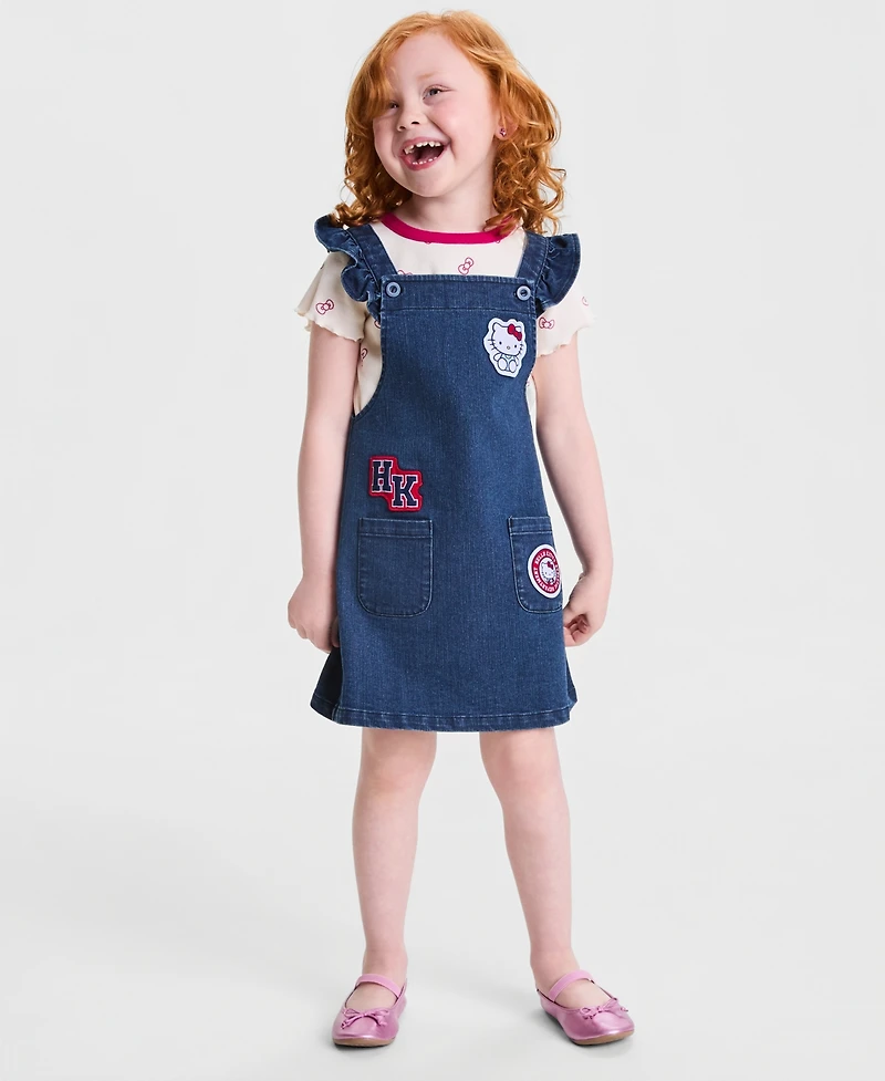 Hello Kitty Toddler Girls' 2T-6X T-Shirt & Denim Skirtall, 2-Piece Set