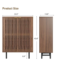 homfan Louvered Shoe Cabinet with Doors, Walnut, 6 Tier Entryway Storage for 24 Pairs