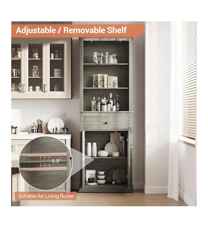 gaomon Farmhouse Tall Bathroom Storage Cabinet with Adjustable Shelves