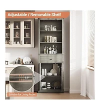 gaomon Farmhouse Tall Bathroom Storage Cabinet with Adjustable Shelves