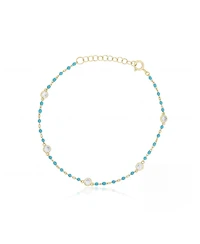 The Lovery Enamel Bead Cz Chain Bracelet 14K Gold Plated Sterling Silver