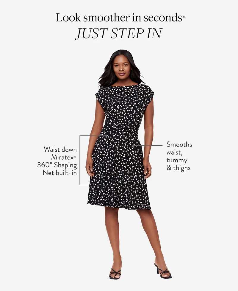 Body by Miraclesuit Women's Dot-Print Boat Neck Short-Sleeve Dress