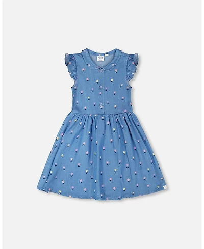 Deux par Deux Little Girls Sleeveless Button-Down Dress Flower Print