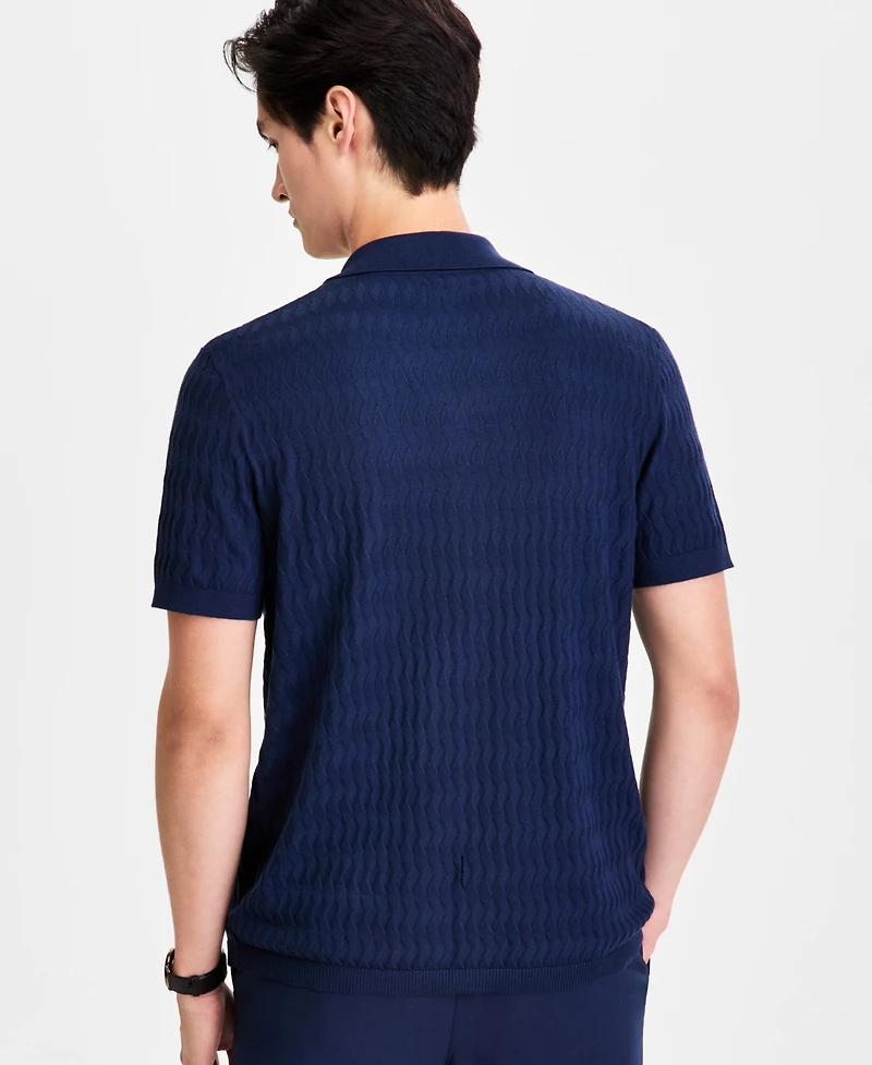 Alfani Men's Short-Sleeve Textured Button Down Sweater, Macy's Exclusive