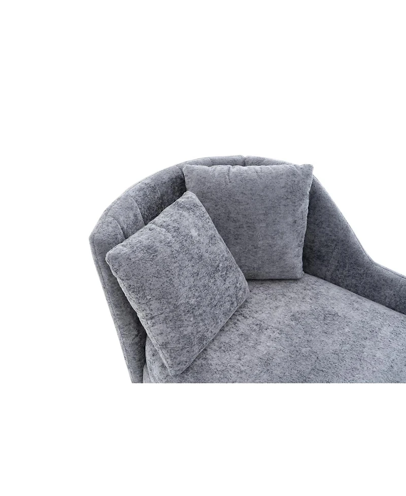 Streamdale Furniture Streamdale 58" Indoor Chenille Chair with Left Armrest & Lumbar Pillow, Footstool Included