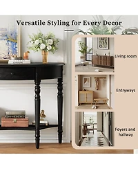 Streamdale Furniture Farmhouse Half Moon Console Table with Drawer And Shelf