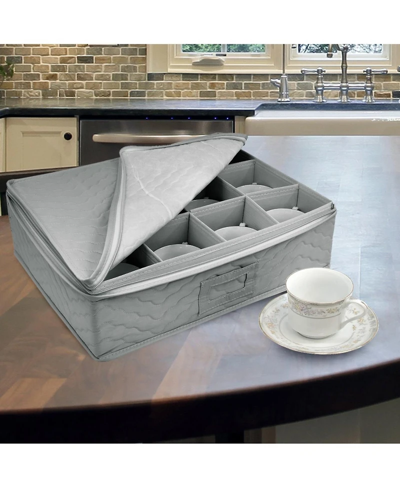 Sorbus 5-Piece Quilted Dinnerware Storage Set - for Transporting Dishes, Round Plates, Glassware, Cups, and mugs with Felt Plate Protectors