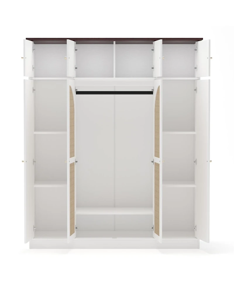 Streamdale Furniture 8-Door Rattan Wardrobe with Flexible Storage