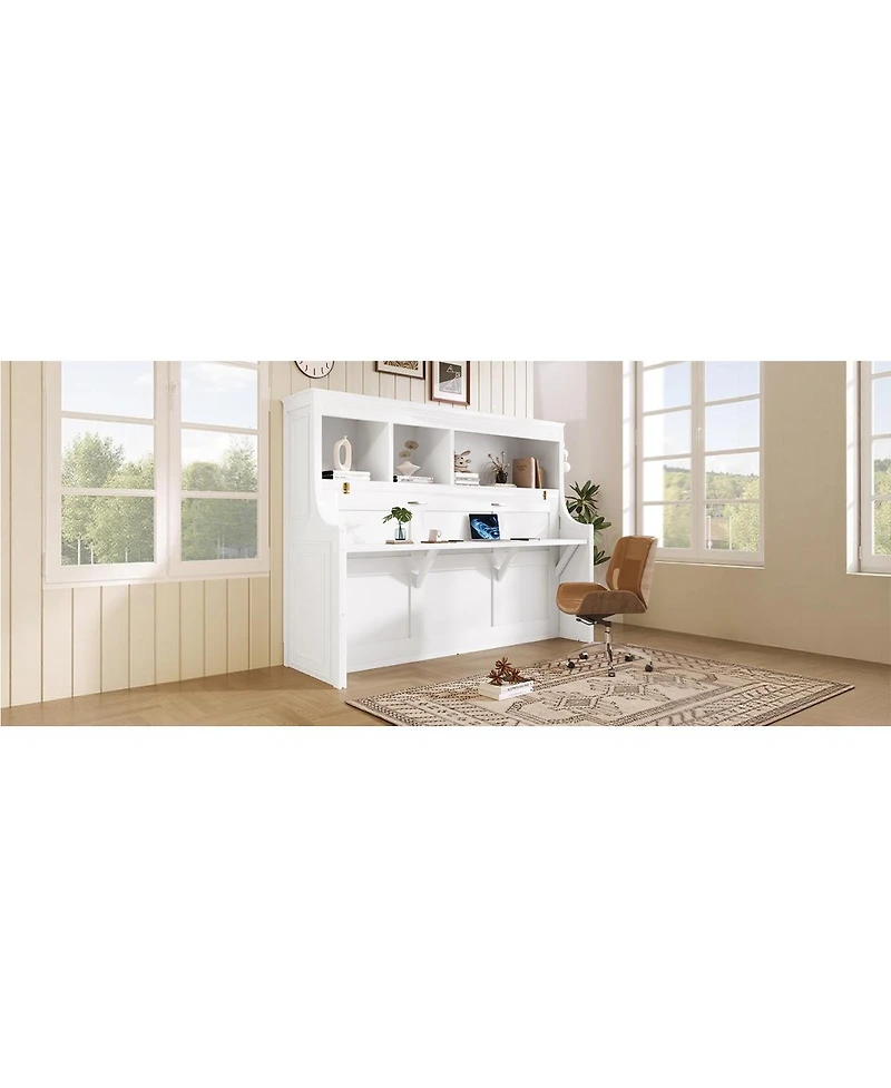 Streamdale Furniture Twin Size Murphy Bed with Desk and Storage Shelves