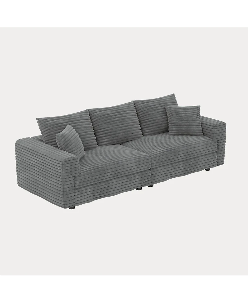 Streamdale Furniture 82.7" Plush Corduroy 3-Seat Sofa, Modern Comfy Upholstered Cloud Couch