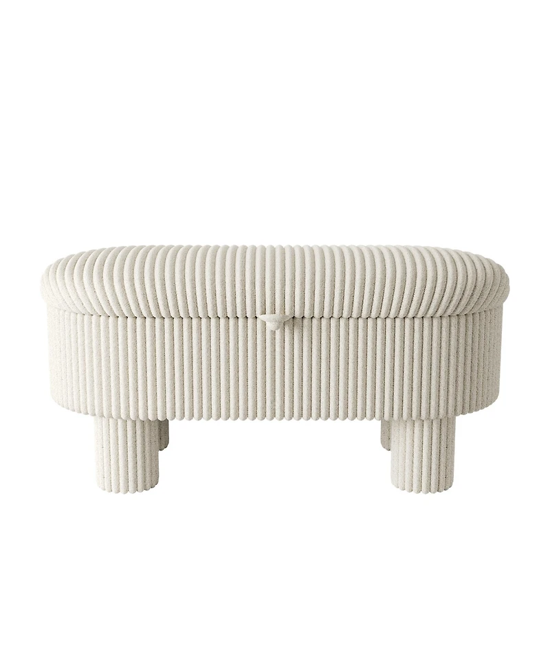 Rainsken Modern Storage Ottoman, Corduroy Upholstered Bench with Hidden Compartment for Bedroom, Living Room, Entryway