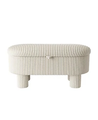 Rainsken Modern Storage Ottoman, Corduroy Upholstered Bench with Hidden Compartment for Bedroom, Living Room, Entryway