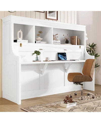 Streamdale Furniture Twin Size Murphy Bed with Desk and Storage Shelves