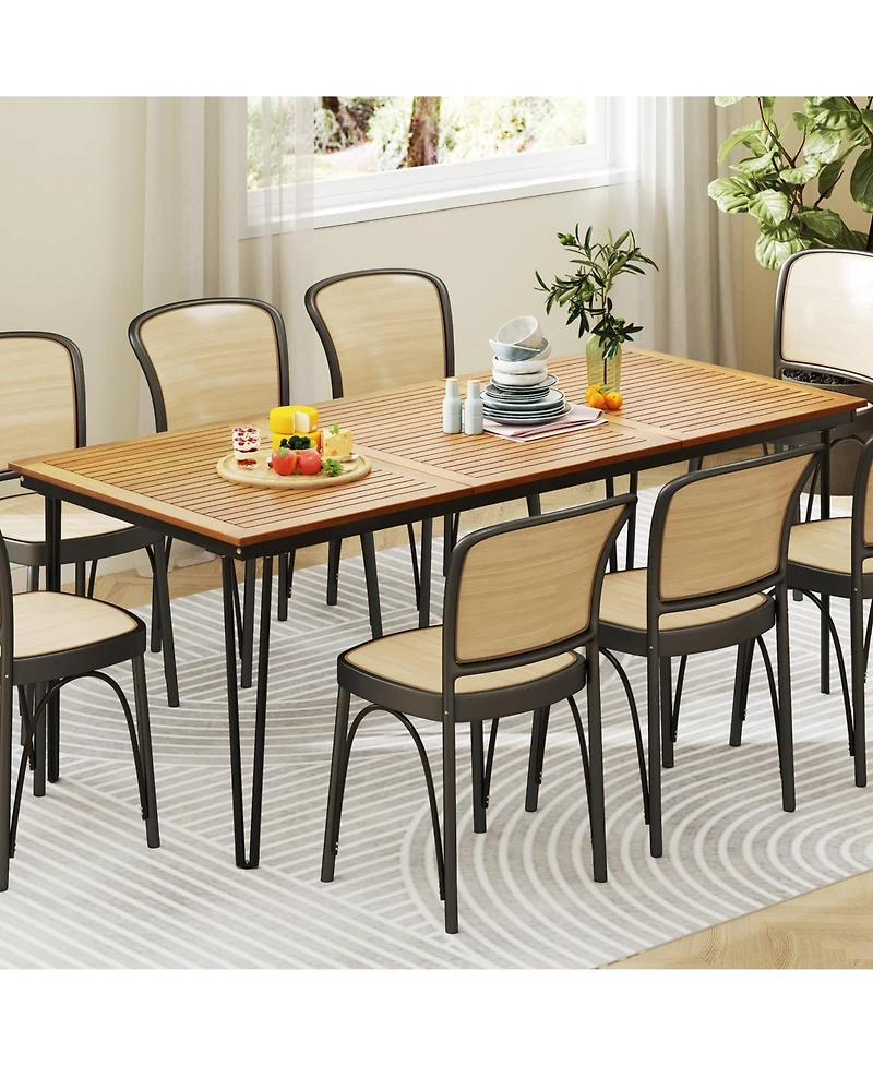 Gymax 79'' Outdoor Dining Table 8-Person Table w/ 1.9'' Umbrella Hole Patio