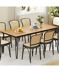 Gymax 79'' Outdoor Dining Table 8-Person Table w/ 1.9'' Umbrella Hole Patio