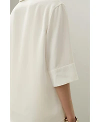 Lilysilk Women's Heavy Silk Crepe Relaxed Half-Sleeve Shirt