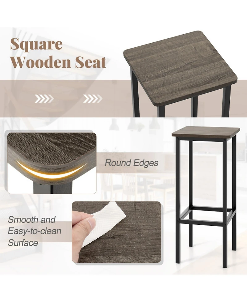 Gouun Counter Height Bar Stools Set of 4 with Wood Frame