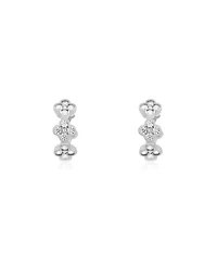 The Lovery Cz Clover Huggie Hoop Earrings Sterling Silver